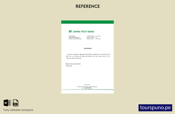 lista para imprimir Plantilla de referencia de cierre del Japan Post Bank